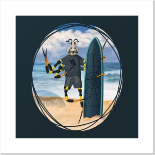 Surfing Spider Dude - Summer Adventure Vacay Pic Posters and Art